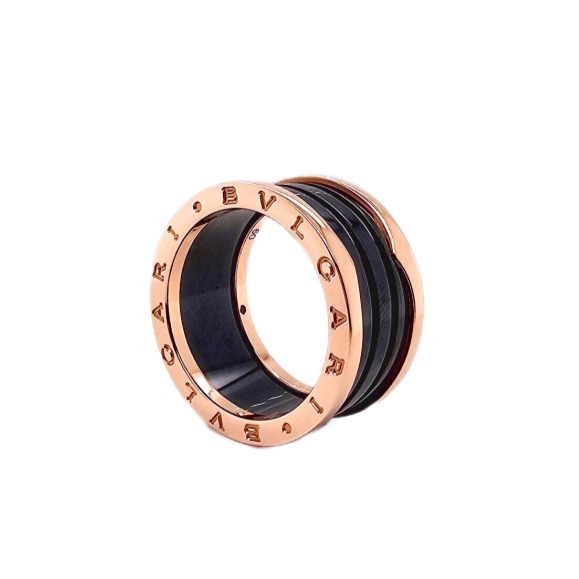 Pre Owned Bvlgari 18ct Rose Gold Black Ceramic Ring