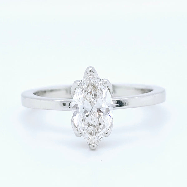 Platinum Marquise Diamond Solitaire Engagement Ring – 0.80ct H/VVS1