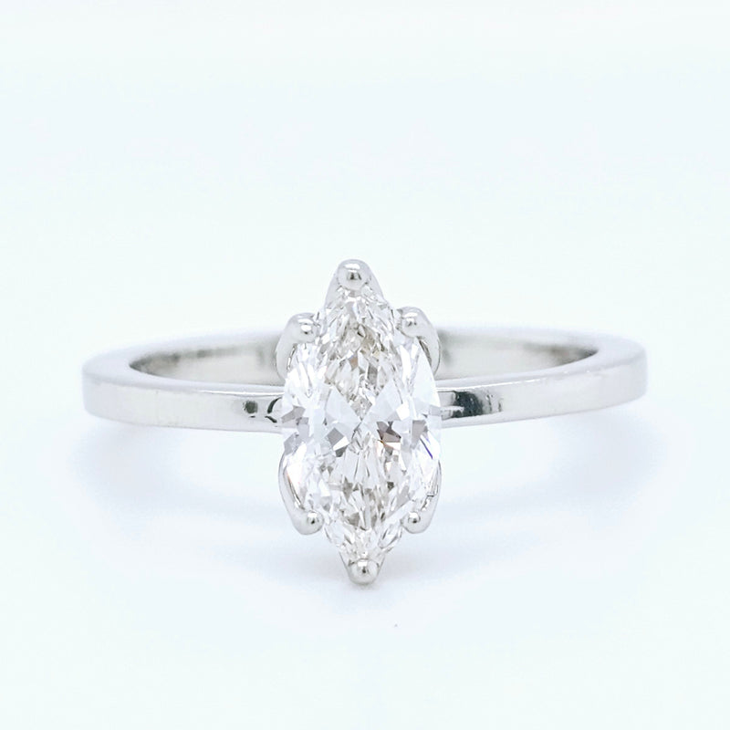 Platinum Marquise Diamond Solitaire Engagement Ring – 0.80ct H/VVS1