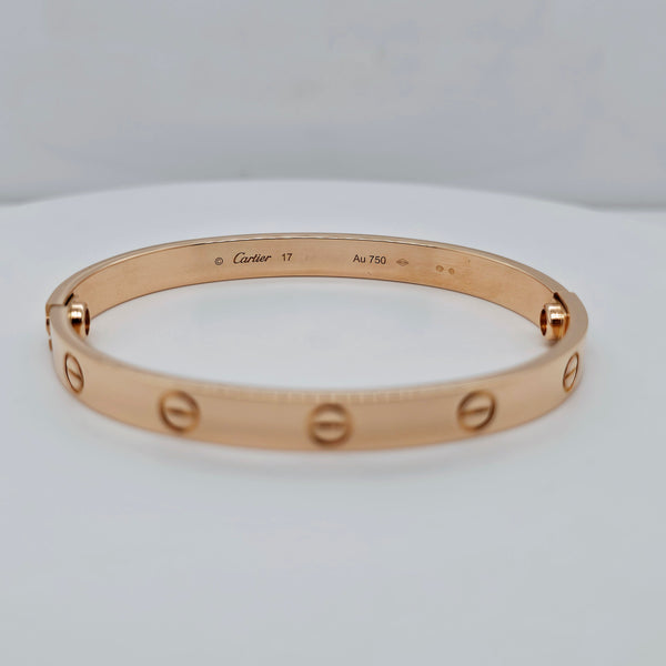 Pre-Owned | Size - 17 / 18ct Rose Gold Cartier Love Bracelet