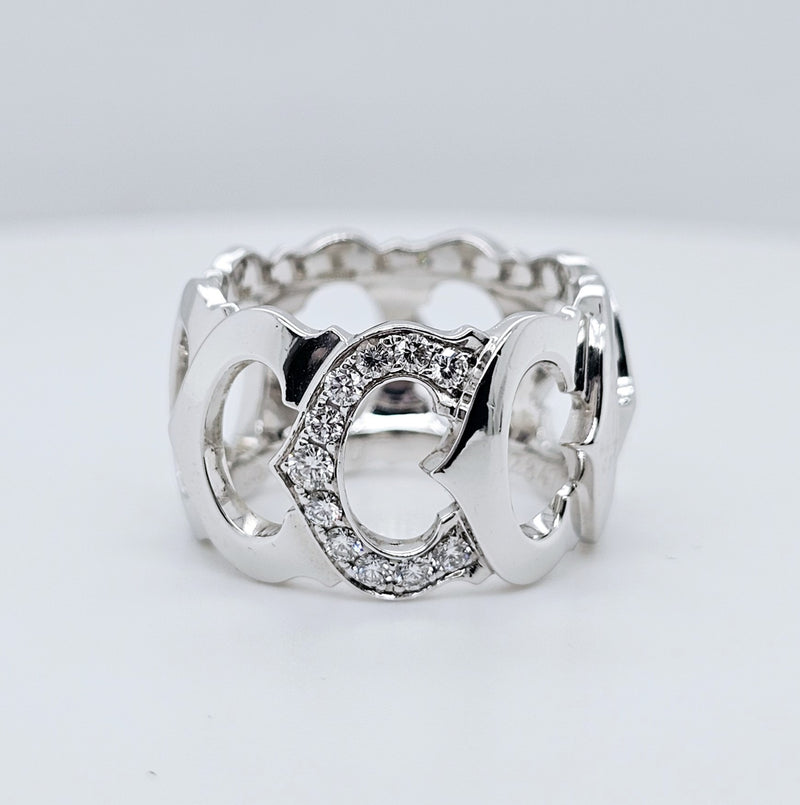 Pre-Owned Cartier 18k White Gold Diamond C De Cartier Ring