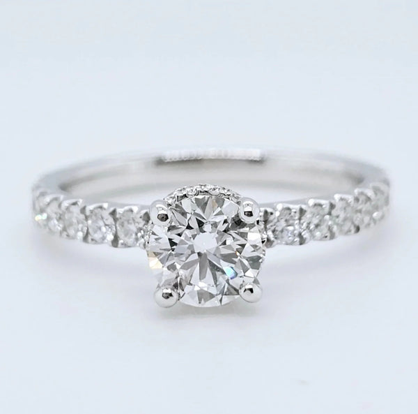 Engagement ring | Proposal ring | 18k White gold wedding ring | Diamonds on band