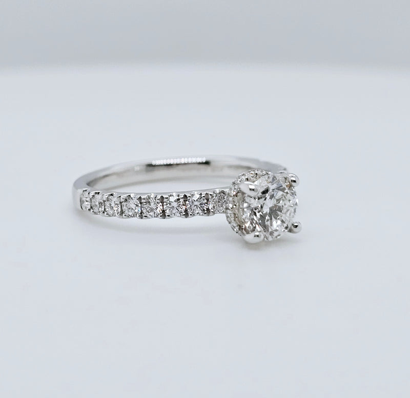 Engagement ring | Proposal ring | 18k White gold wedding ring | Diamonds on band