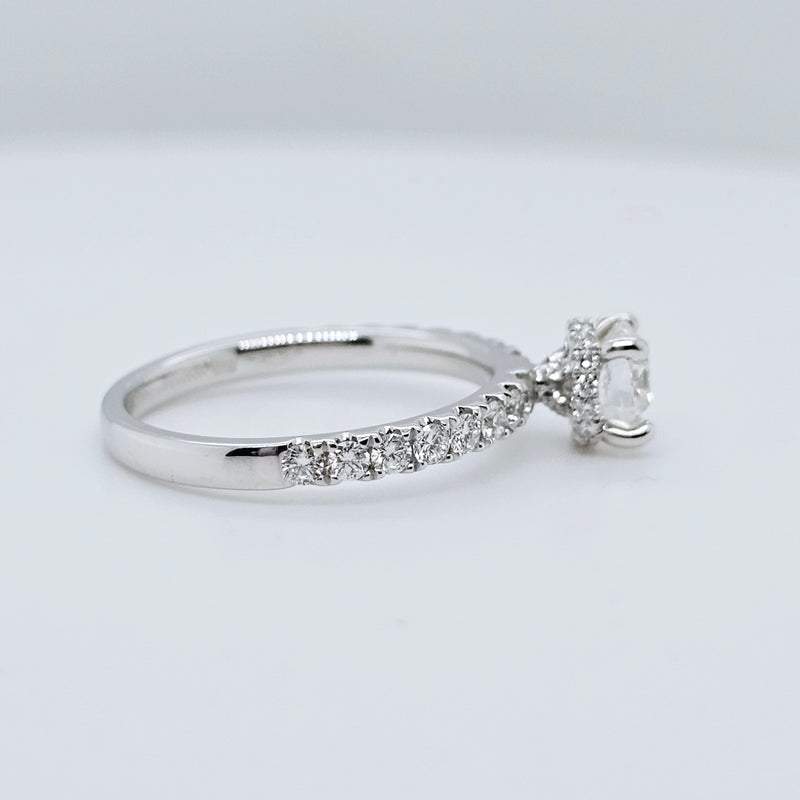 Engagement ring | Proposal ring | 18k White gold wedding ring | Diamonds on band