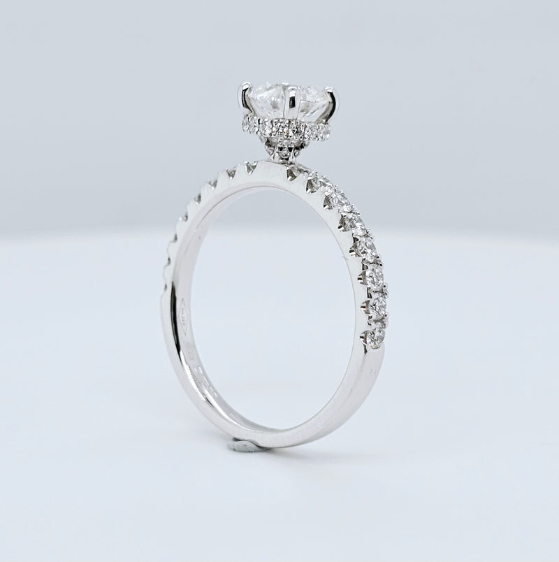 Engagement ring | Proposal ring | 18k White gold wedding ring | Diamonds on band