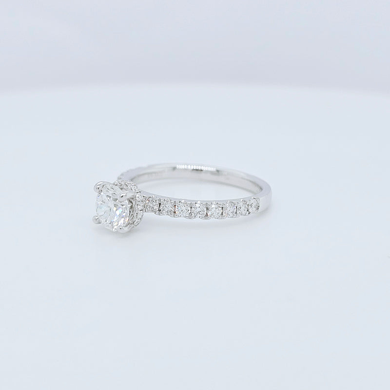 Engagement ring | Proposal ring | 18k White gold wedding ring | Diamonds on band