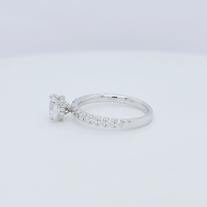 Engagement ring | Proposal ring | 18k White gold wedding ring | Diamonds on band