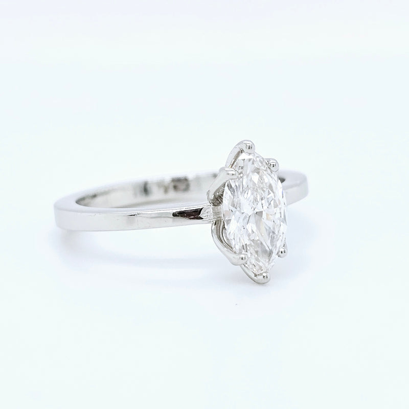 Platinum Marquise Diamond Solitaire Engagement Ring – 0.80ct H/VVS1