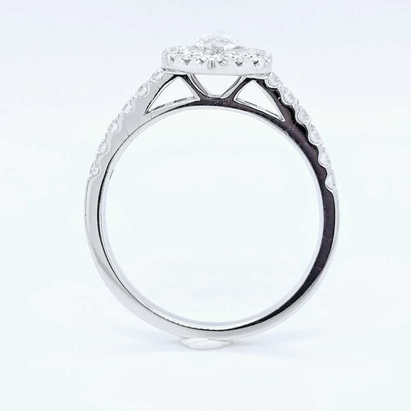 18k White Gold 0.50ct Marquise Diamond Halo Engagement Ring