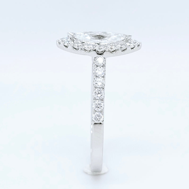 18k White Gold 0.50ct Marquise Diamond Halo Engagement Ring