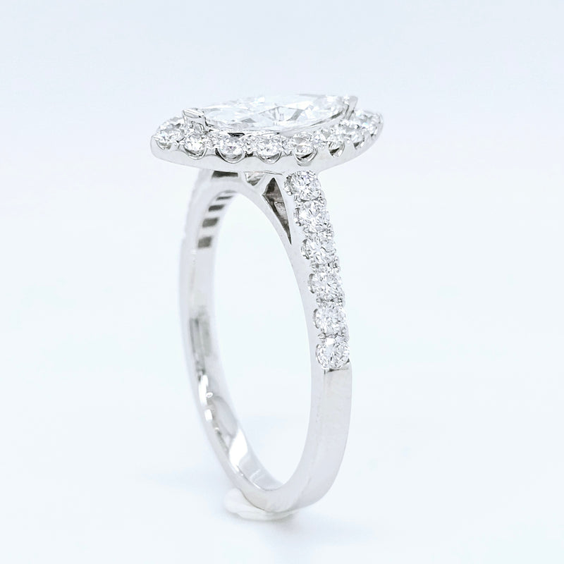 18k White Gold 0.50ct Marquise Diamond Halo Engagement Ring