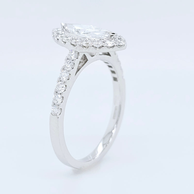 18k White Gold 0.50ct Marquise Diamond Halo Engagement Ring