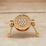 Pre-Owned BVLGARI Flip Ring - Jade & Diamond 18k Rose Gold