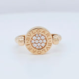 Pre-Owned BVLGARI Flip Ring - Jade & Diamond 18k Rose Gold