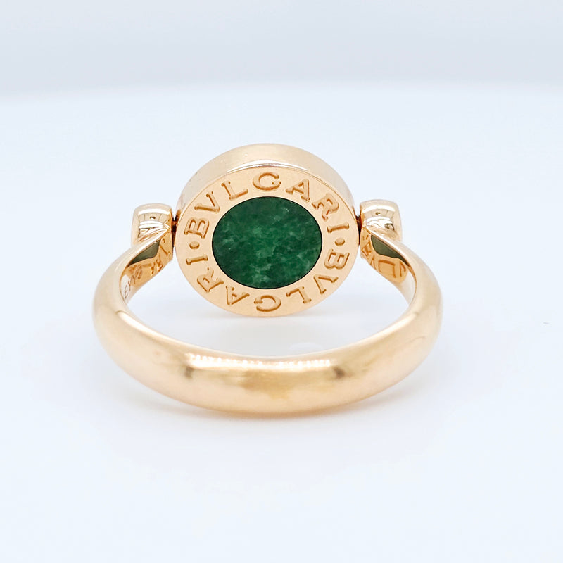 Pre-Owned BVLGARI Flip Ring - Jade & Diamond 18k Rose Gold