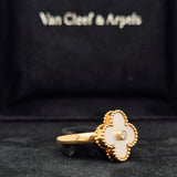 Pre-Owned Van Cleef & Arpels Vintage Alhambra Mother of Pearl Ring – 18k Yellow Gold & 0.06ct Diamond