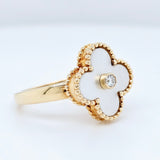 Pre-Owned Van Cleef & Arpels Vintage Alhambra Mother of Pearl Ring – 18k Yellow Gold & 0.06ct Diamond