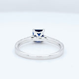 18k White Gold Blue Sapphire & Diamond Cathedral Engagement Ring – 0.83ct Sapphire, 0.20ct