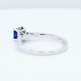 18k White Gold Blue Sapphire & Diamond Cathedral Engagement Ring – 0.83ct Sapphire, 0.20ct