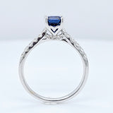 18k White Gold Blue Sapphire & Diamond Cathedral Engagement Ring – 0.83ct Sapphire, 0.20ct