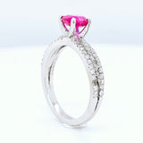 18k White Gold Ruby & Diamond Engagement Ring – 0.70ct Ruby, 0.50ct F/VS1 Diamonds