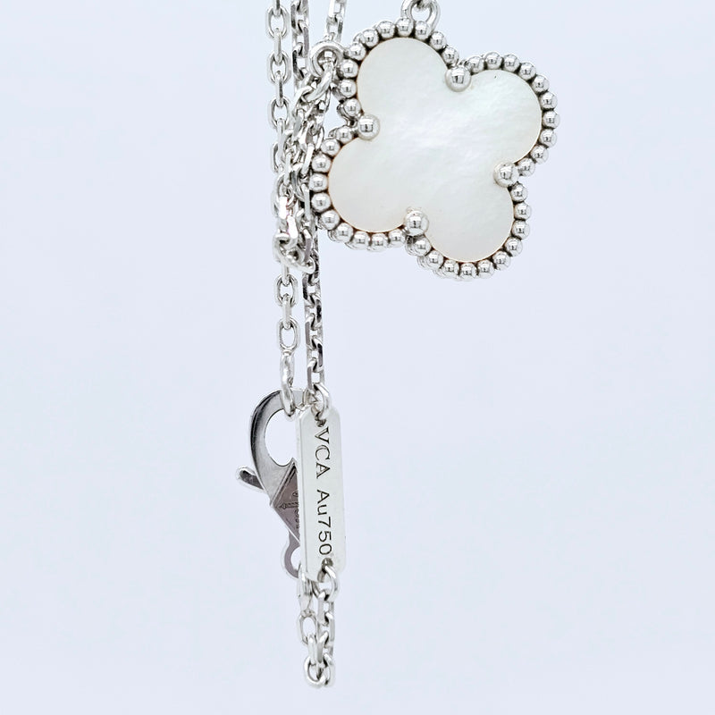 Pre-Owned Van Cleef & Arpels Vintage Alhambra Pendant Necklace – 18ct White Gold & Mother of Pearl