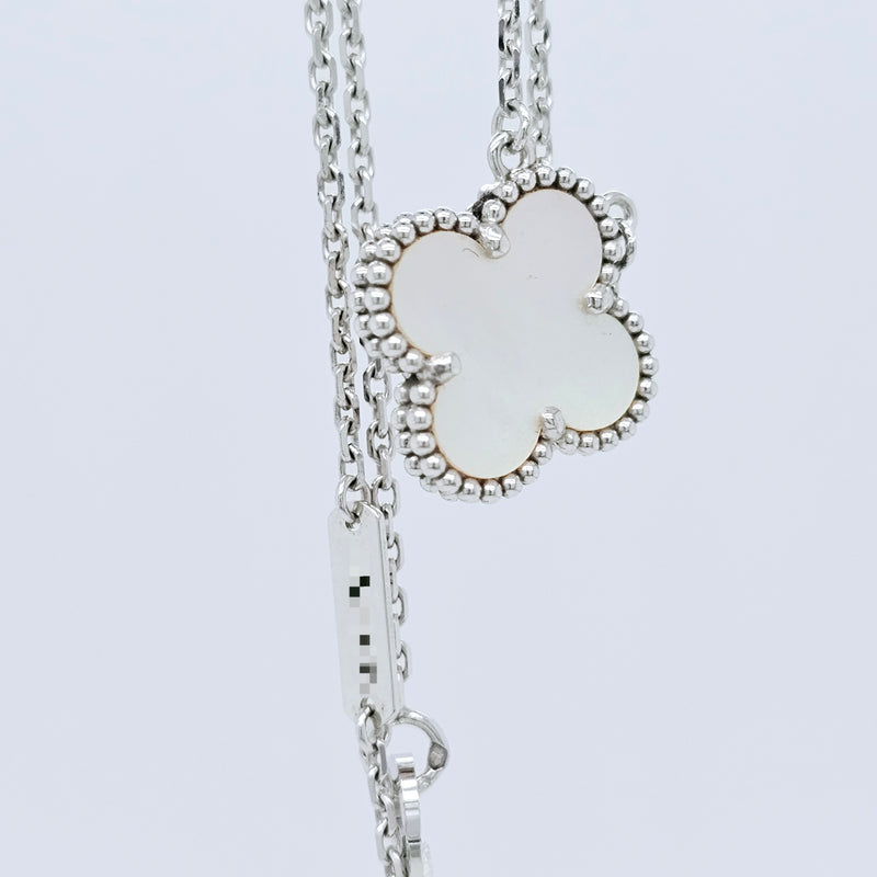 Pre-Owned Van Cleef & Arpels Vintage Alhambra Pendant Necklace – 18ct White Gold & Mother of Pearl