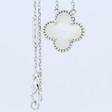 Pre-Owned Van Cleef & Arpels Vintage Alhambra Pendant Necklace – 18ct White Gold & Mother of Pearl