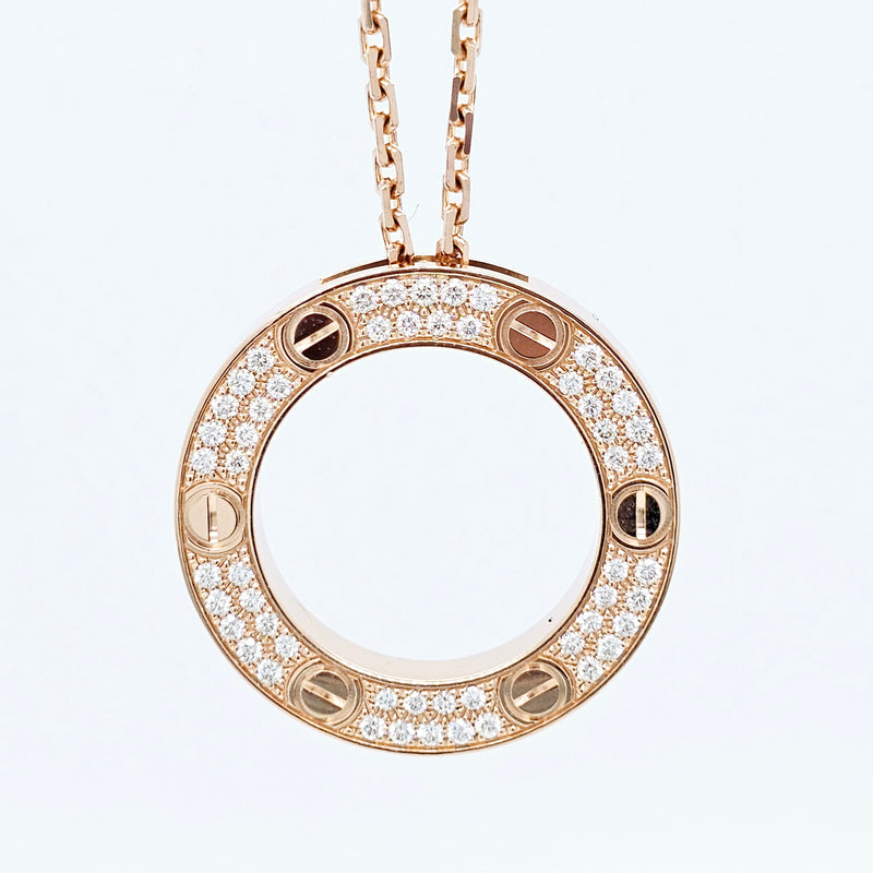 Pre-Owned Cartier LOVE Paved Diamond Pendant – 18ct Rose Gold