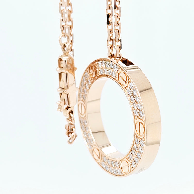 Pre-Owned Cartier LOVE Paved Diamond Pendant – 18ct Rose Gold