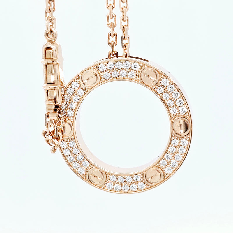 Pre-Owned Cartier LOVE Paved Diamond Pendant – 18ct Rose Gold