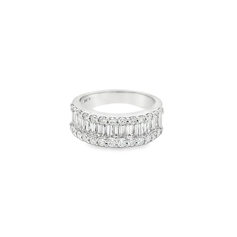 Baguette and Round Cut Half Eternity Ring