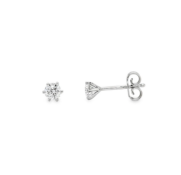 0.54ct Round Cut Natural Diamond Stud Earrings, 18ct White Gold