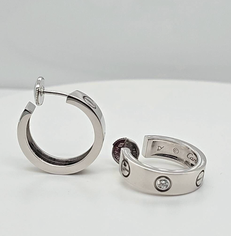 Pre-Owned | Cartier Love Hoop Earrings, 18ct White Gold And Diamonds