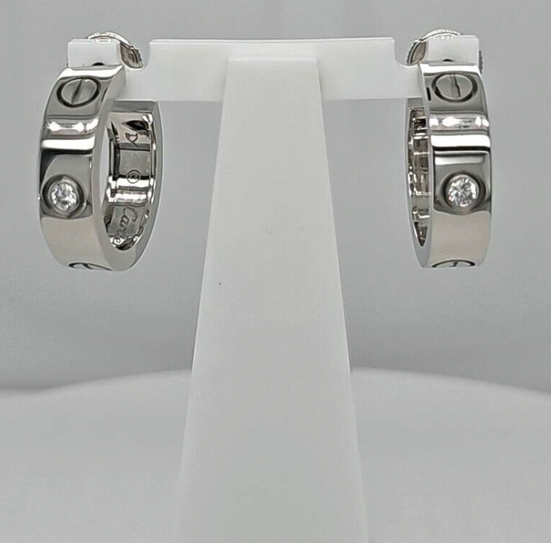 Pre-Owned | Cartier Love Hoop Earrings, 18ct White Gold And Diamonds