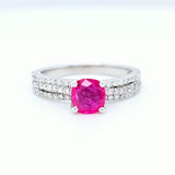 18k White Gold Ruby & Diamond Engagement Ring – 0.70ct Ruby, 0.50ct F/VS1 Diamonds